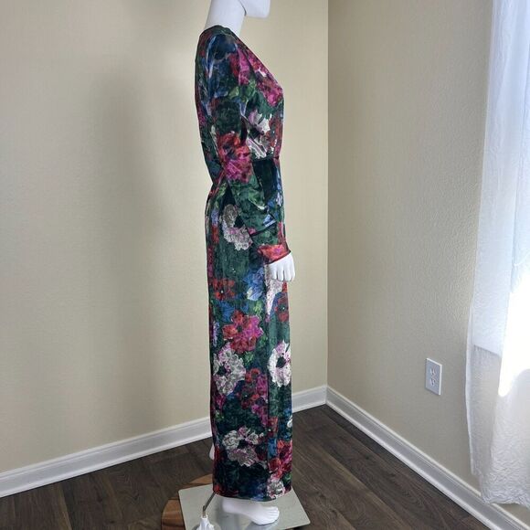 Zara Women's Size S Floral Velvet Wrap Duster Maxi Dress Robe Cardigan Blogger - Picture 10 of 16